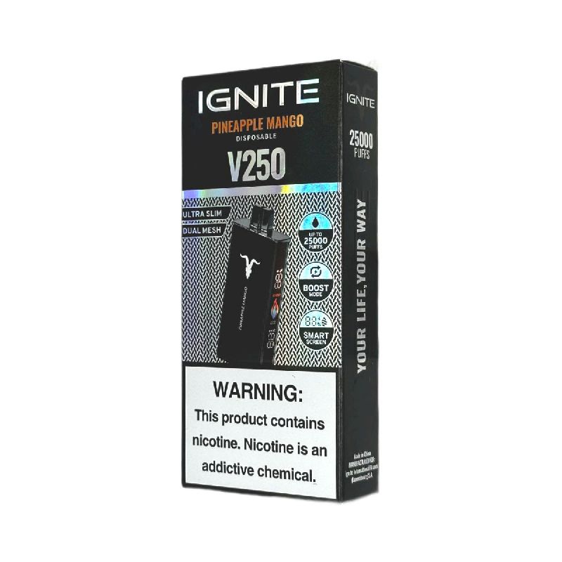 Электронная сигарета Ignite V250 Black 25000 затяжек - Pineapple Mango (Ананас манго)