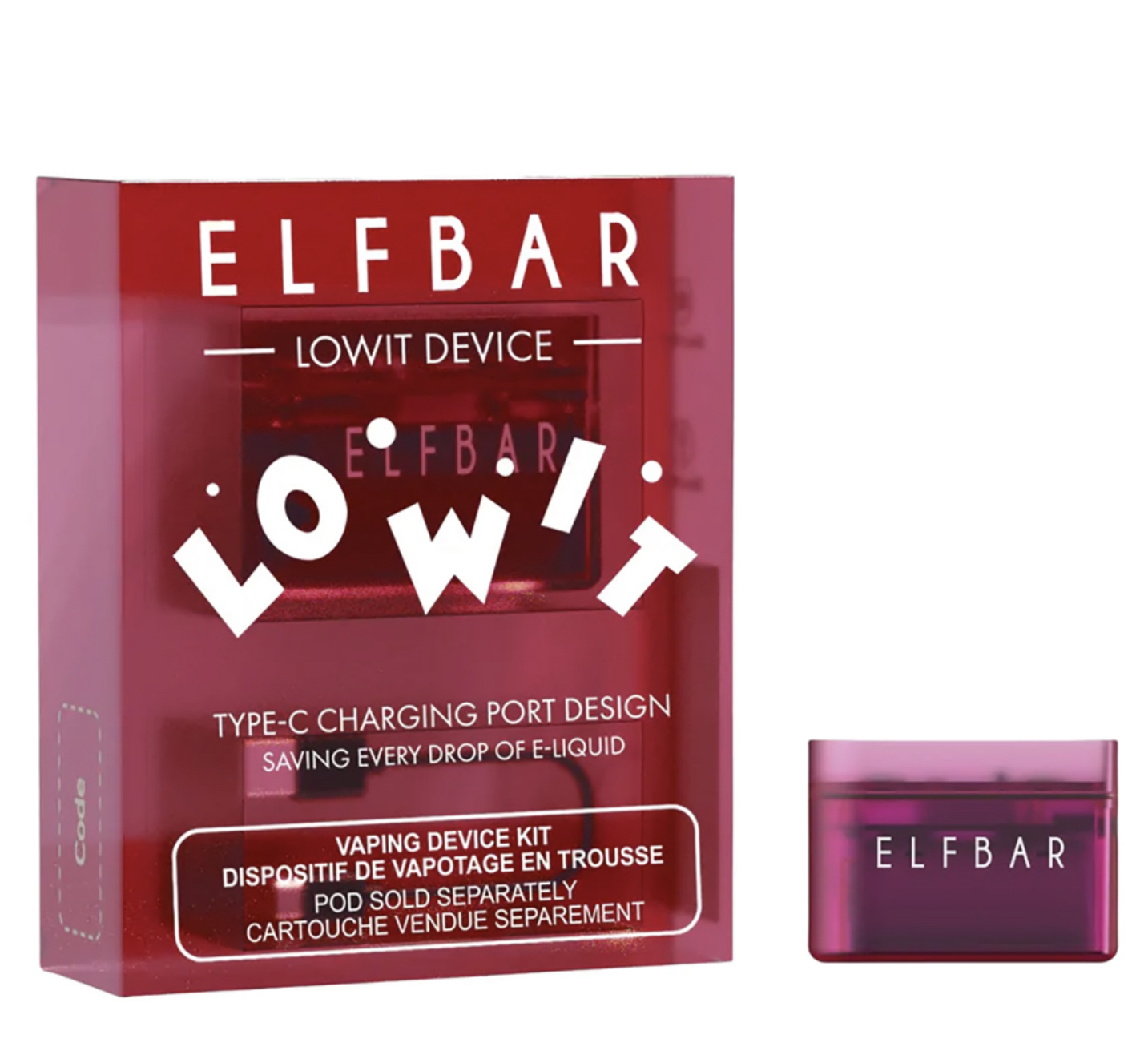 Устройство Эльф Бар Ловит (Elf Bar Lowit 2500 Pod Kit 10W 500 mAh) Красный