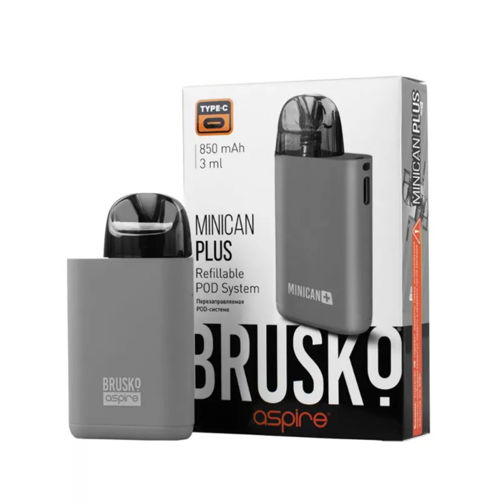 Перезаправляемая Под-Система Бруско Миникан Плюс (Brusko Minican Plus) 850 mah, Серый