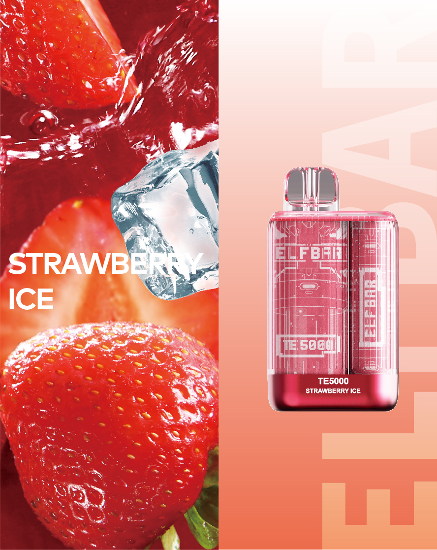 Электронная сигарета Эльф Бар 5000 затяжек Клубничный Лёд (Elf Bar TE 5000 Strawberry Ice)