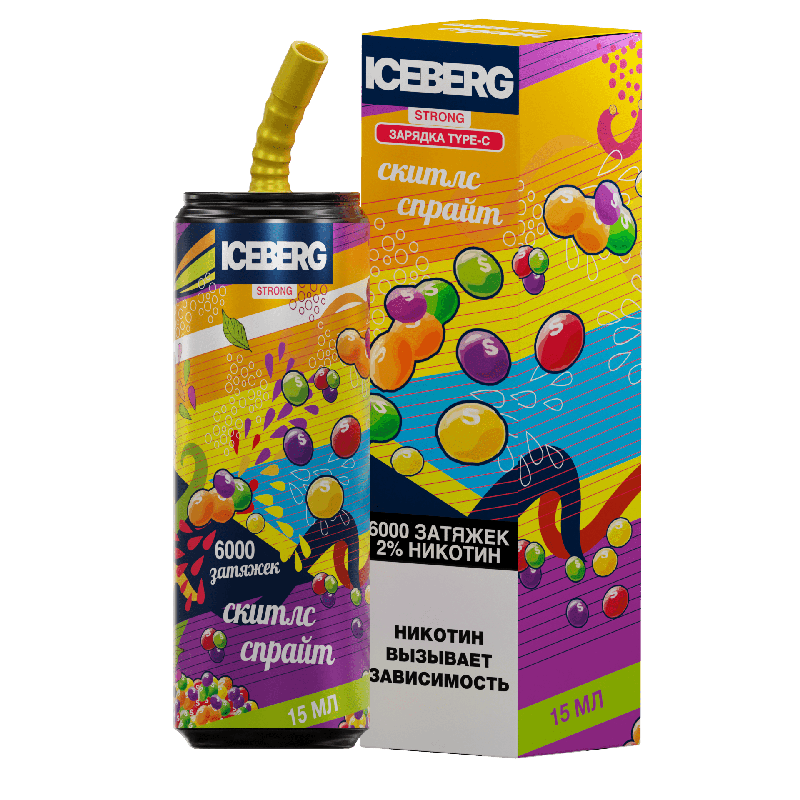 Электронная сигарета ICEBERG XXL 6000 Персик вишня лимон чай